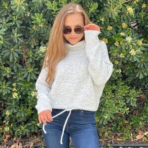 NWT Miracle Turtle Neck Cropped Drawstring Sweater